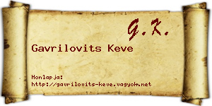 Gavrilovits Keve névjegykártya